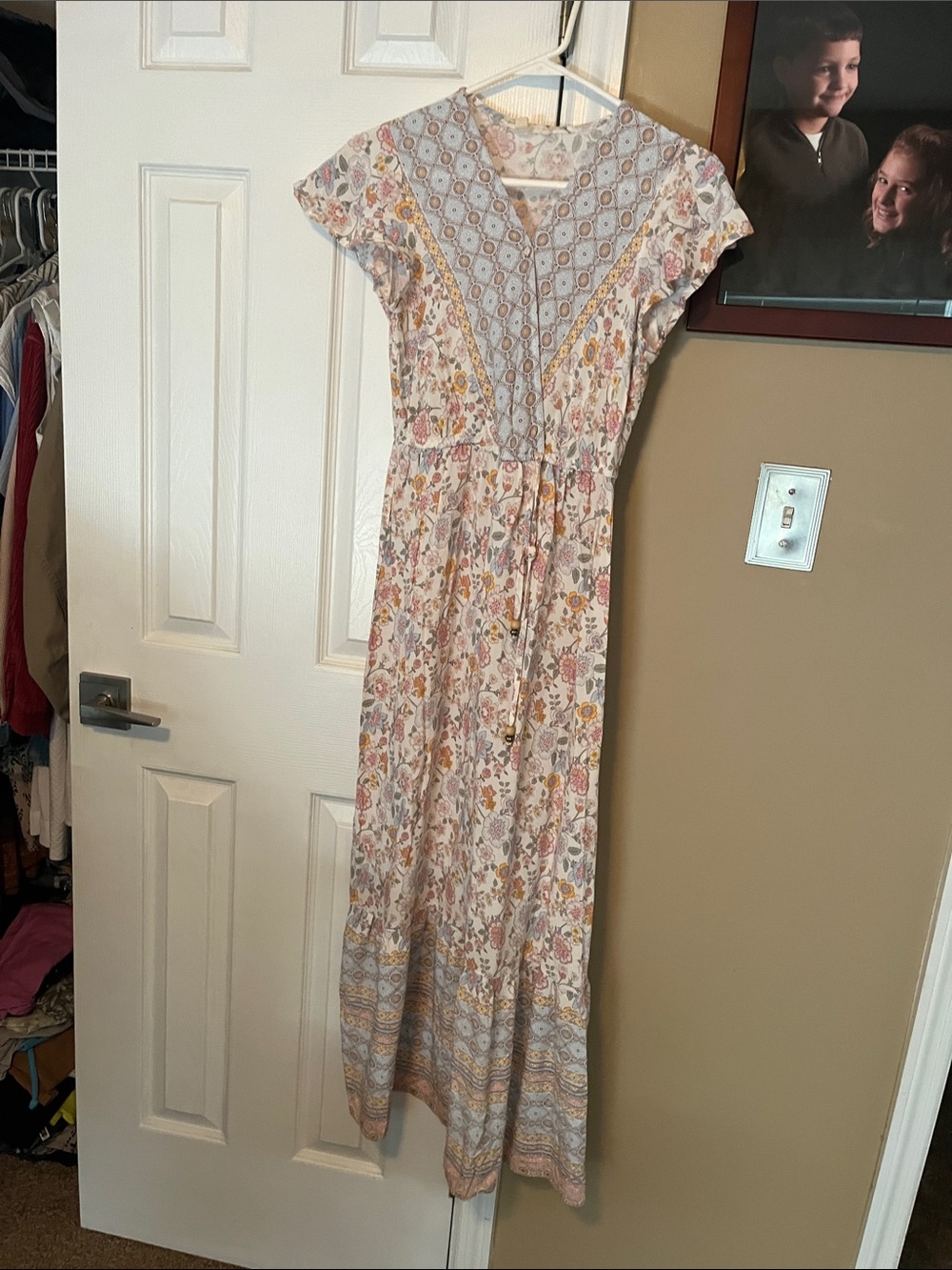 BeBop Light Blue Floral & Medallion boho maxi dress small